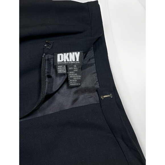 Vintage DKNY Donna Karin 100% Wool Skirt Women Sz 14 90s Y2K Retro Short Pencil - Picture 6 of 9